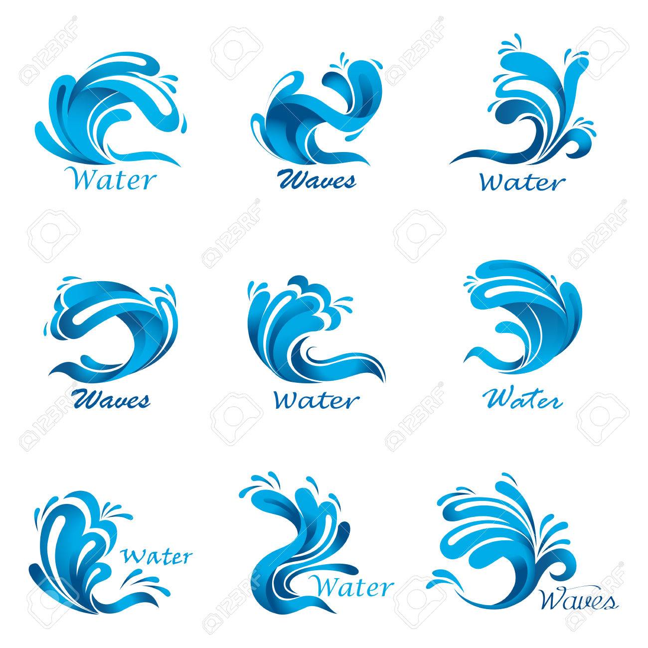 波のしぶきと海または海の液体 のイラスト素材 ベクタ Image
