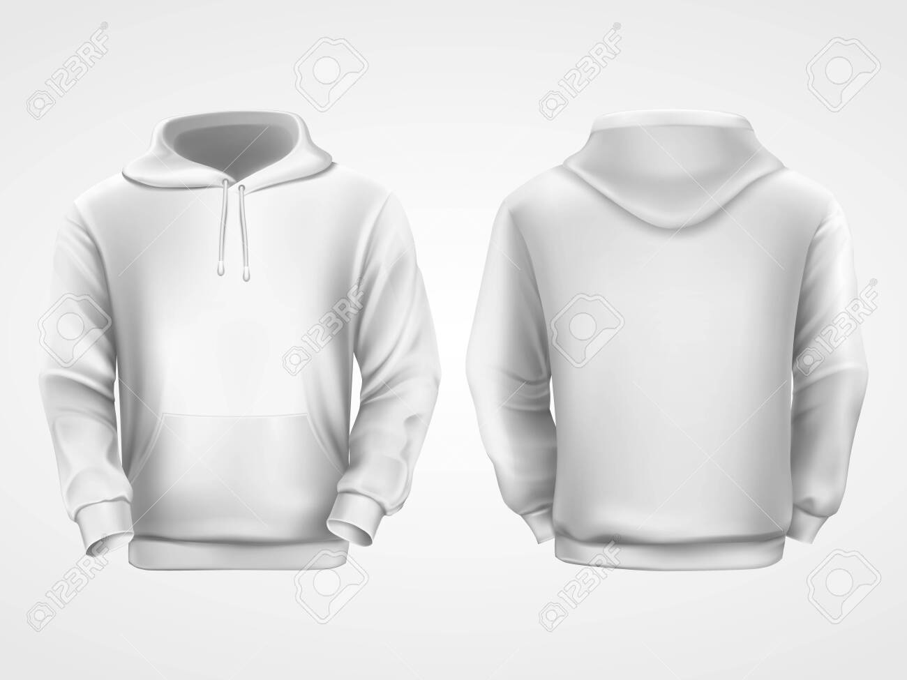 White Hoodie Sweatshirt, Vector Mockup Model Template. Hoodie With In Blank Black Hoodie Template White Hoodie Sweatshirt, Vector Mockup Model Template. Hoodie With In Blank Black Hoodie Template