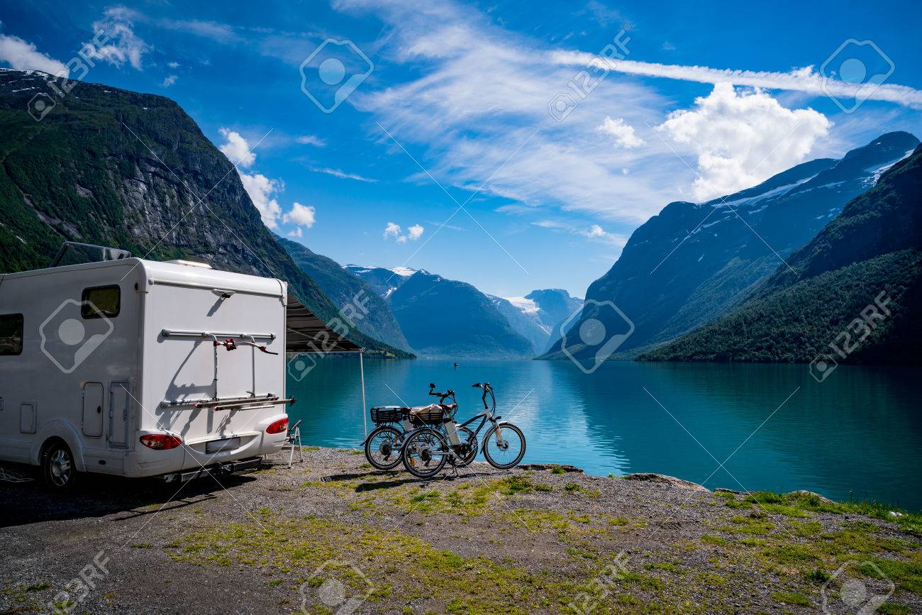 Family vacation travel, holiday trip in motorhome, Caravan car Vacation. Beautiful Nature Norway natural landscape. - 70102175 Family vacation travel, holiday trip in motorhome, Caravan car Vacation. Beautiful Nature Norway natural landscape. - 70102175