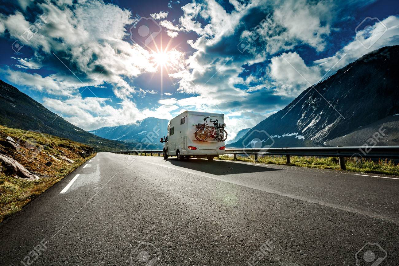 Caravan car travels on the highway. - 70372383 Caravan car travels on the highway. - 70372383