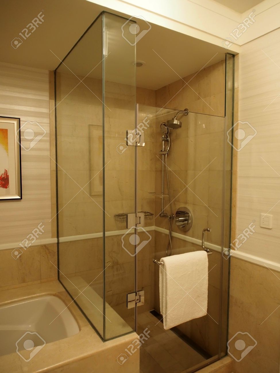 Glass Enclosed Shower glass enclosed shower stall in bathroom stock photo, picture and Glass Enclosed Shower glass enclosed shower stall in bathroom stock photo, picture and