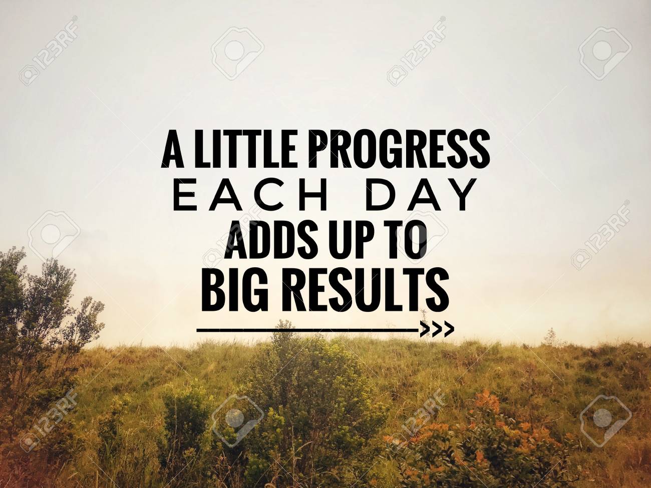 A Little Progress Each Day Quotes Motivational And Inspirational Quote - A Little Progress Each Day Adds Up  To Big Results. Background Of Nature. Stock Photo, Picture And Royalty Free  Image. Image 104769245.