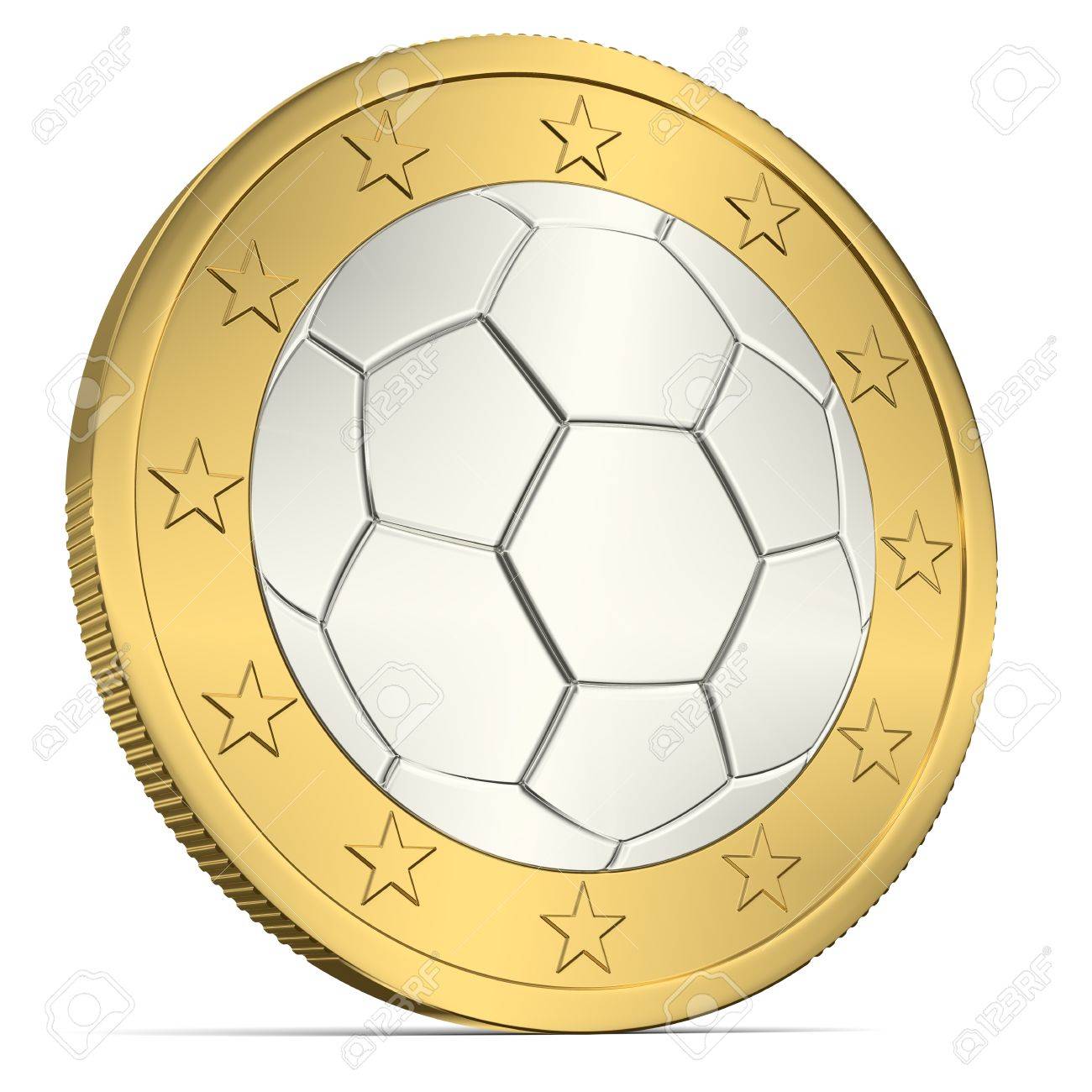 鋳造としてサッカー ボール 1 つのユーロ硬貨の写真素材・画像素材 Image 60469238