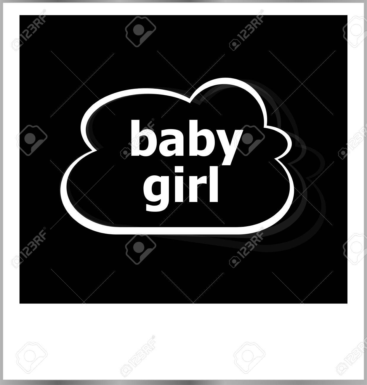 baby girl word social concept photo frame isolated on white stock baby girl word