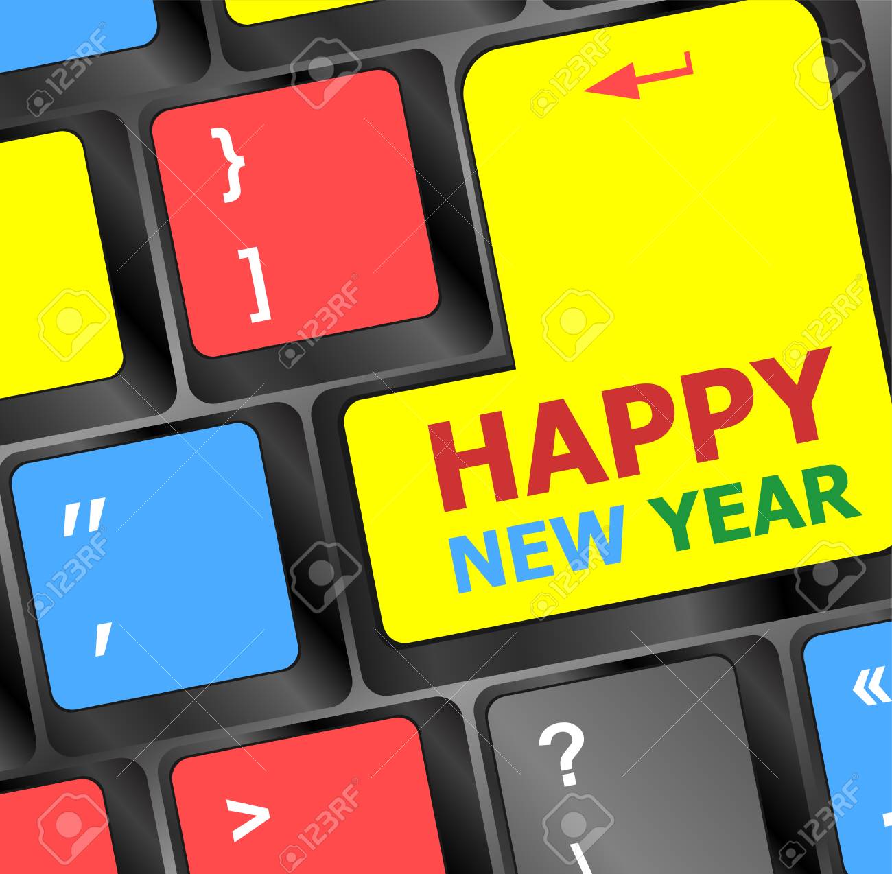 Computer Keyboard With Happy New Year Key Vector Illustration Royalty Free  SVG, Cliparts, Vectors, And Stock Illustration. Image 49423929.