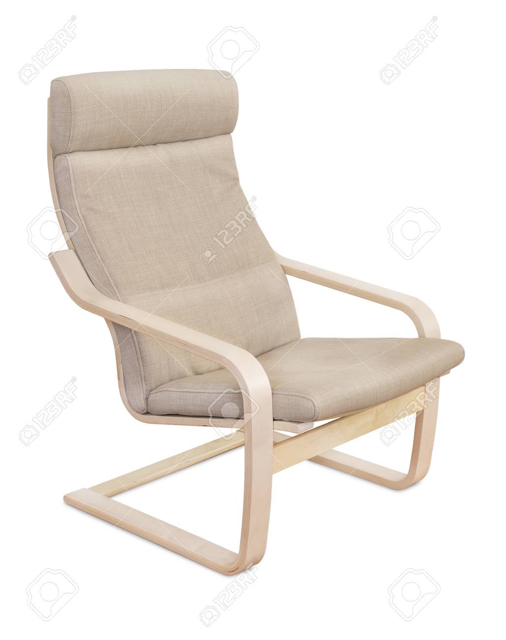 Light Beige Wood And Fabric Armchair Isolated On White Stock Photo Picture And Royalty Free Image Image 75158173