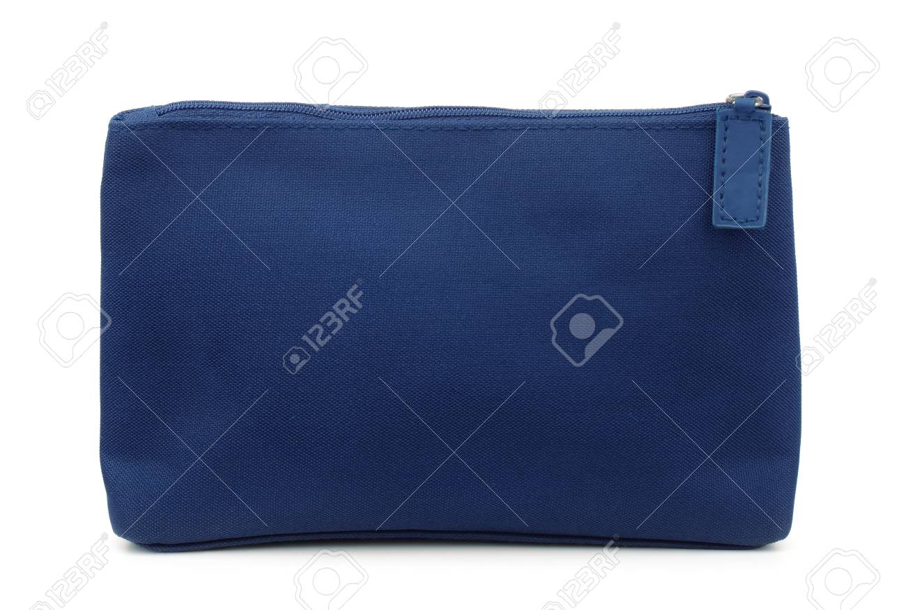 Side view of blue toiletry bag isolated on white - 88069542 Side view of blue toiletry bag isolated on white - 88069542