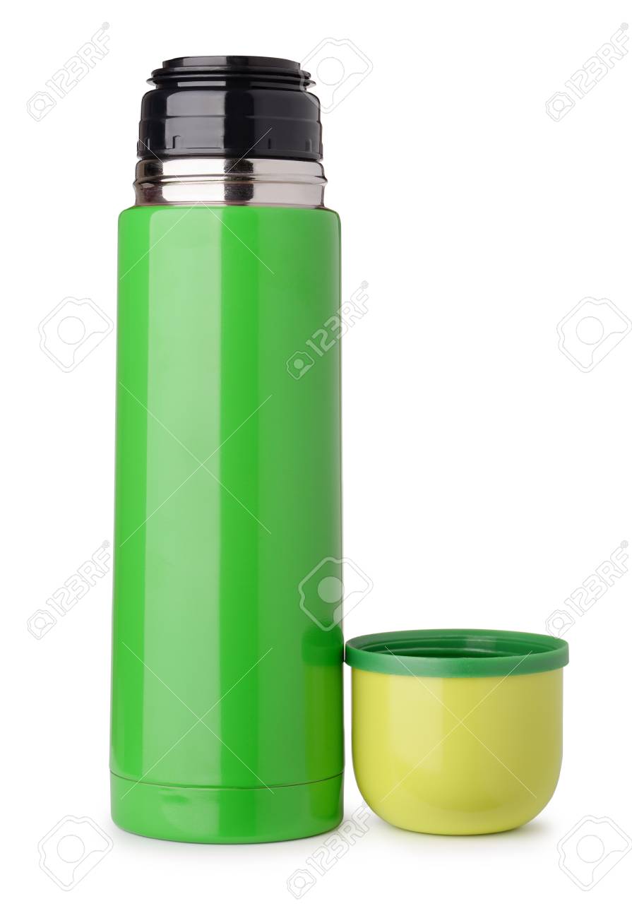 white thermo flask