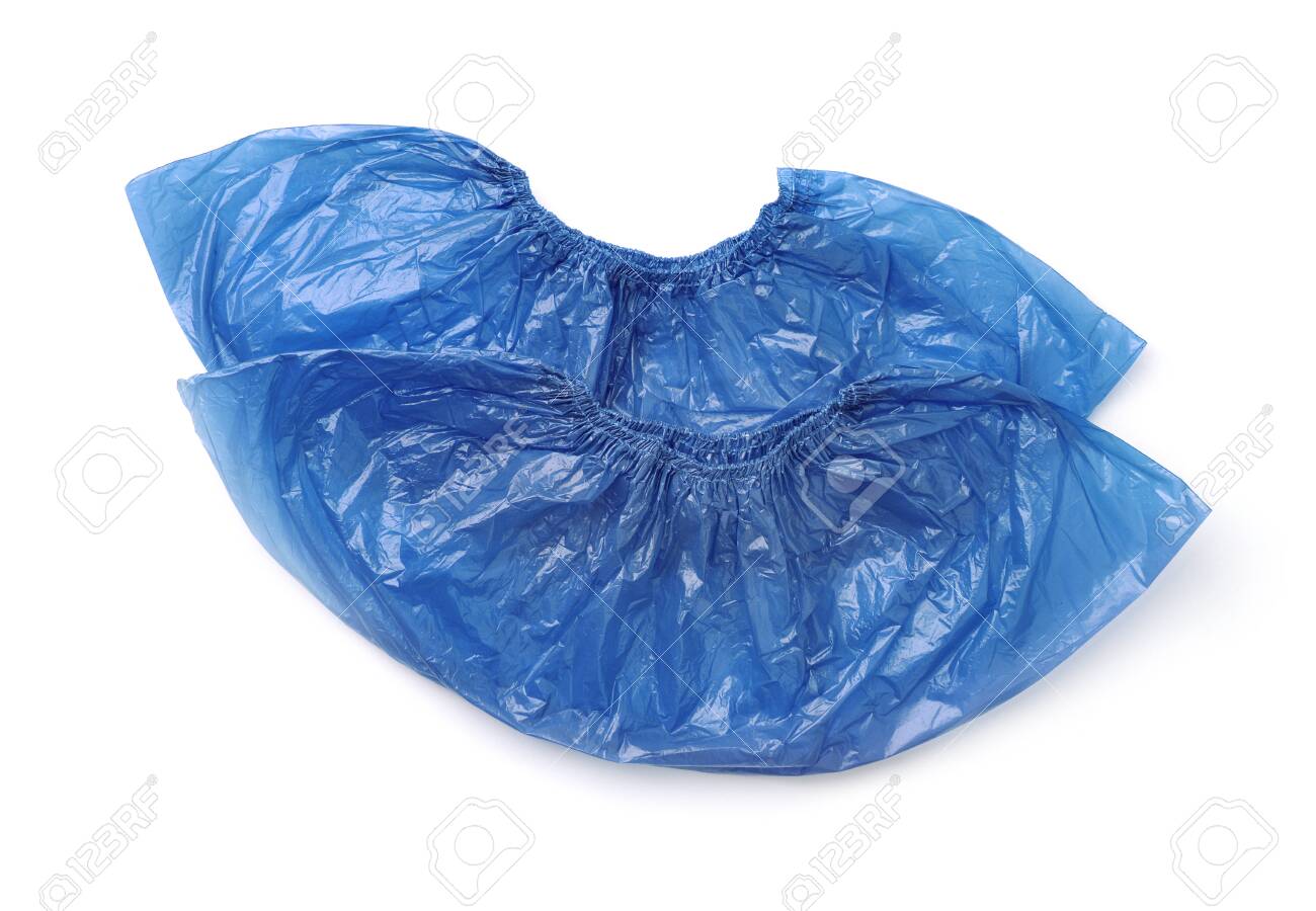 blue plastic shoe covers