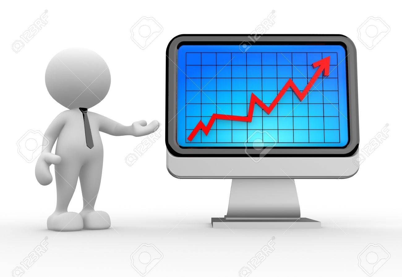 3d People - Man, Person With Financial Graph And A Monitor. Successful  Concept Stock Photo, Picture and Royalty Free Image. Image 17639989., image size:1300x897