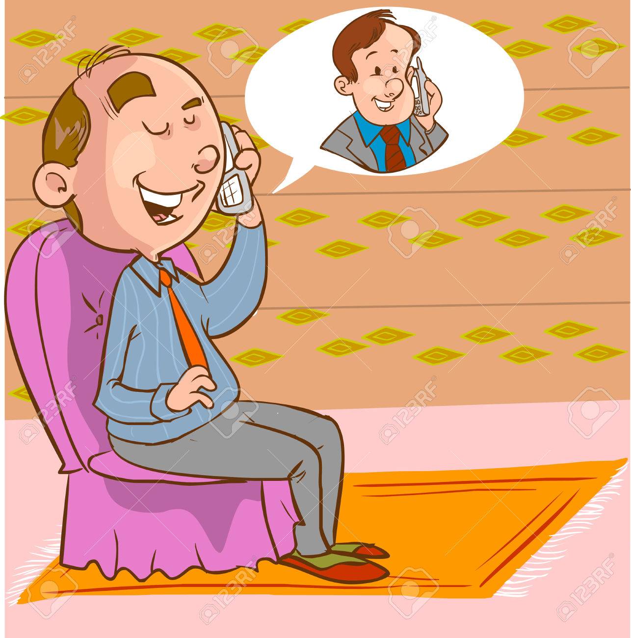 男性と電話で話のベクトル イラスト のイラスト素材 ベクタ Image