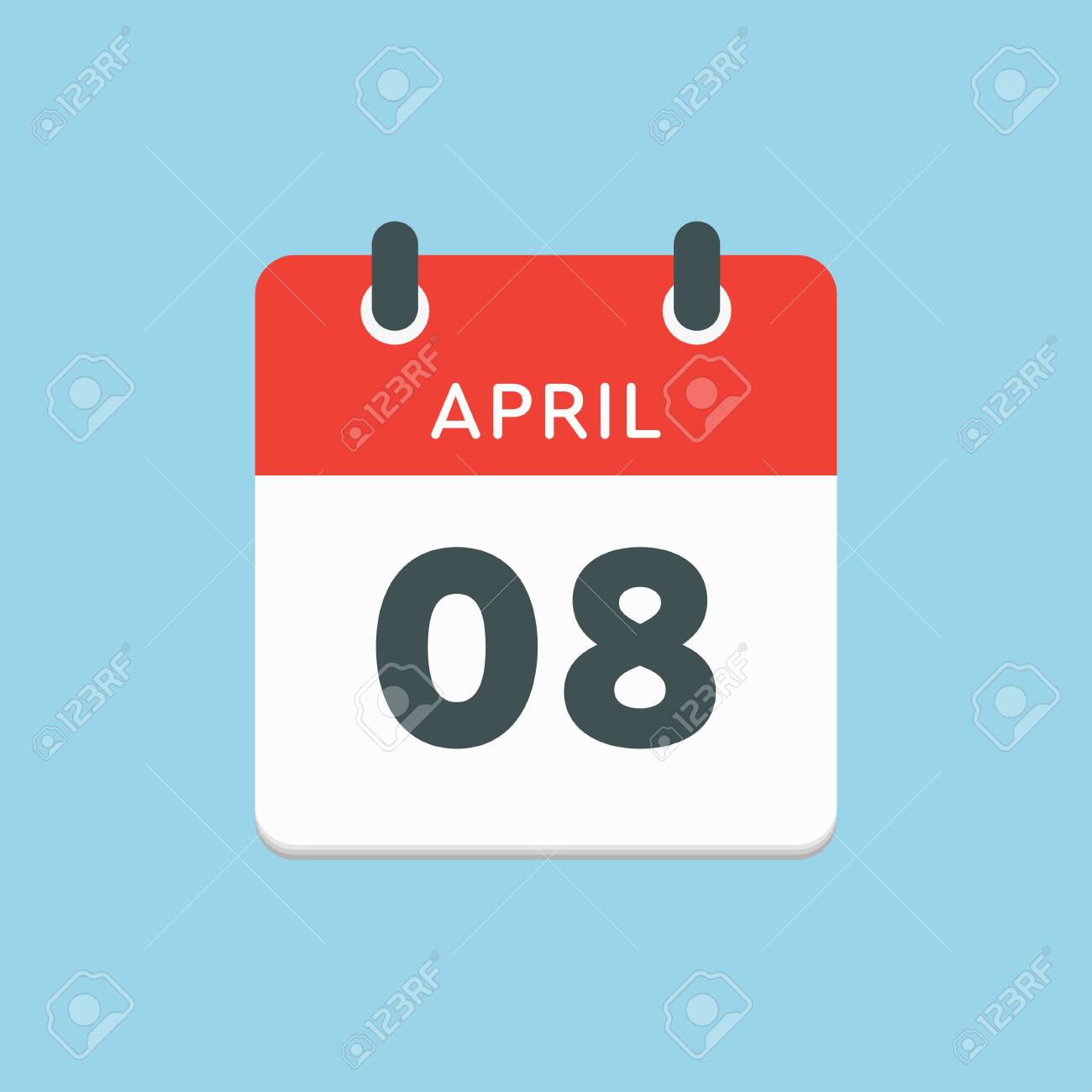 Jour Du Calendrier De L'icône - 8 Avril. Jours De L'année. Style Plat  D'illustration Vectorielle. Date Jour Du Mois Dimanche, Lundi, Mardi,  Mercredi, Jeudi, Vendredi, Samedi. Vacances En Avril Clip Art Libres