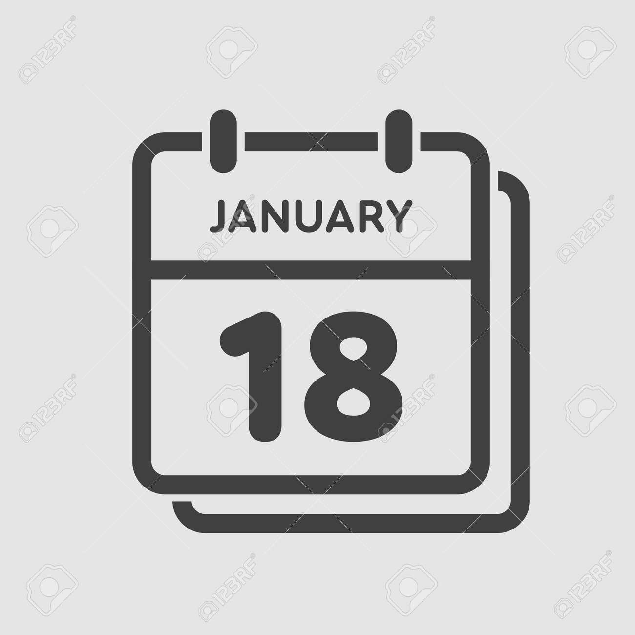 Vector Icon Calendar Day - 18 January. 18th Days Of The Month, Vector  Illustration Flat Style. Royalty Free SVG, Cliparts, Vectors, and Stock  Illustration. Image 156521416.