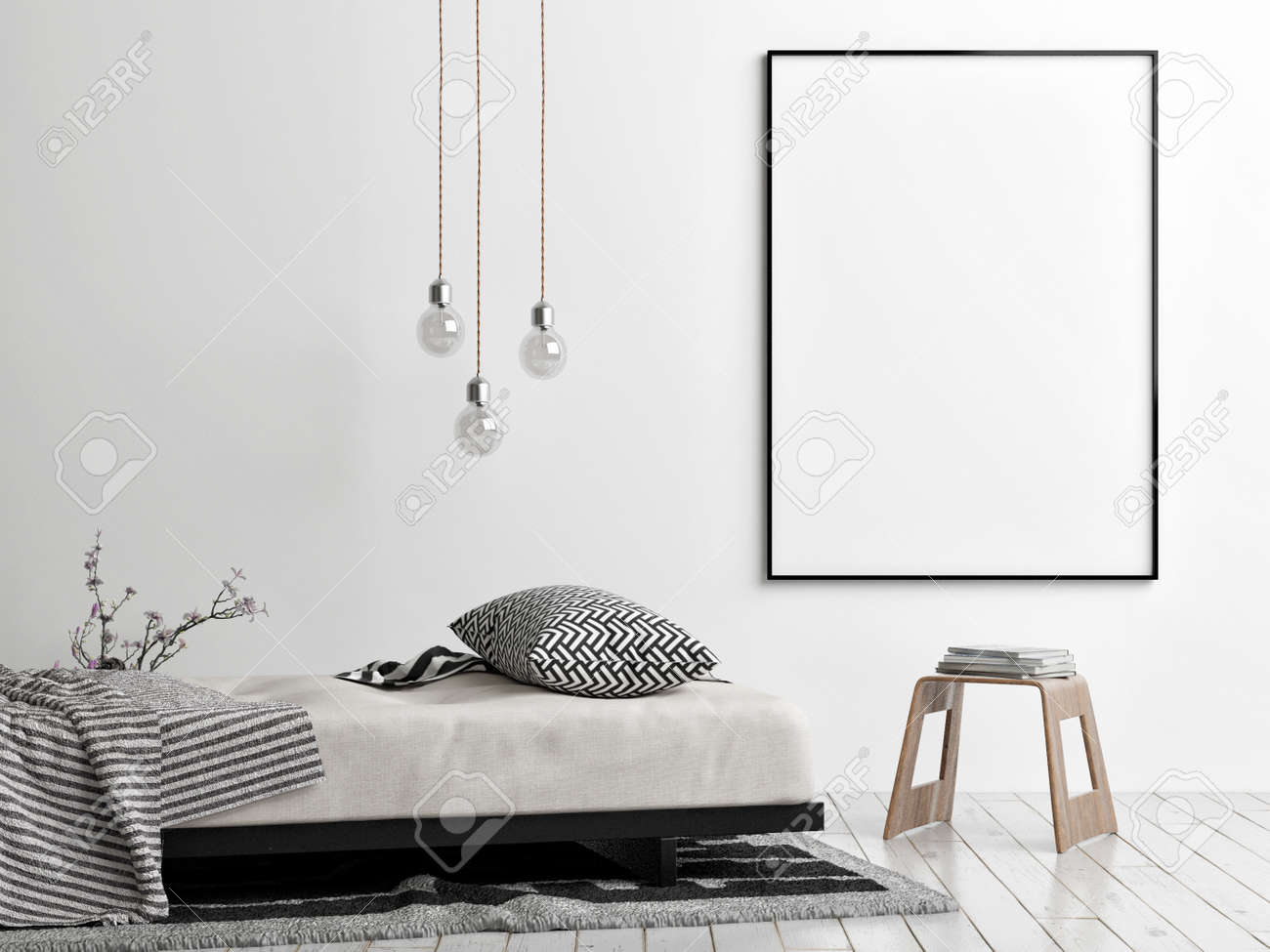 Mockup poster with comfortable sofa, Scandinavian Living room design, 3d illustration - 159149243 Mockup poster with comfortable sofa, Scandinavian Living room design, 3d illustration - 159149243