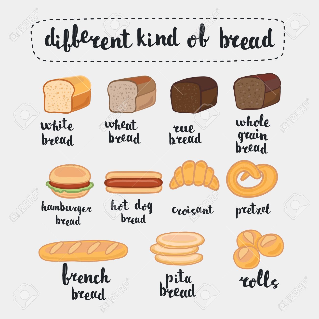 Illustration Isolated On White Set Of Cartoon Food Bread Royalty Free Cliparts Vectors And Stock Illustration Image 56648041