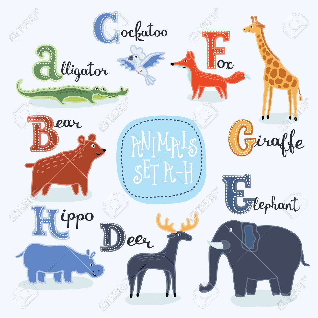 ラテン名と H に A からアルファベットの動物のイラストのイラスト素材 ベクタ Image