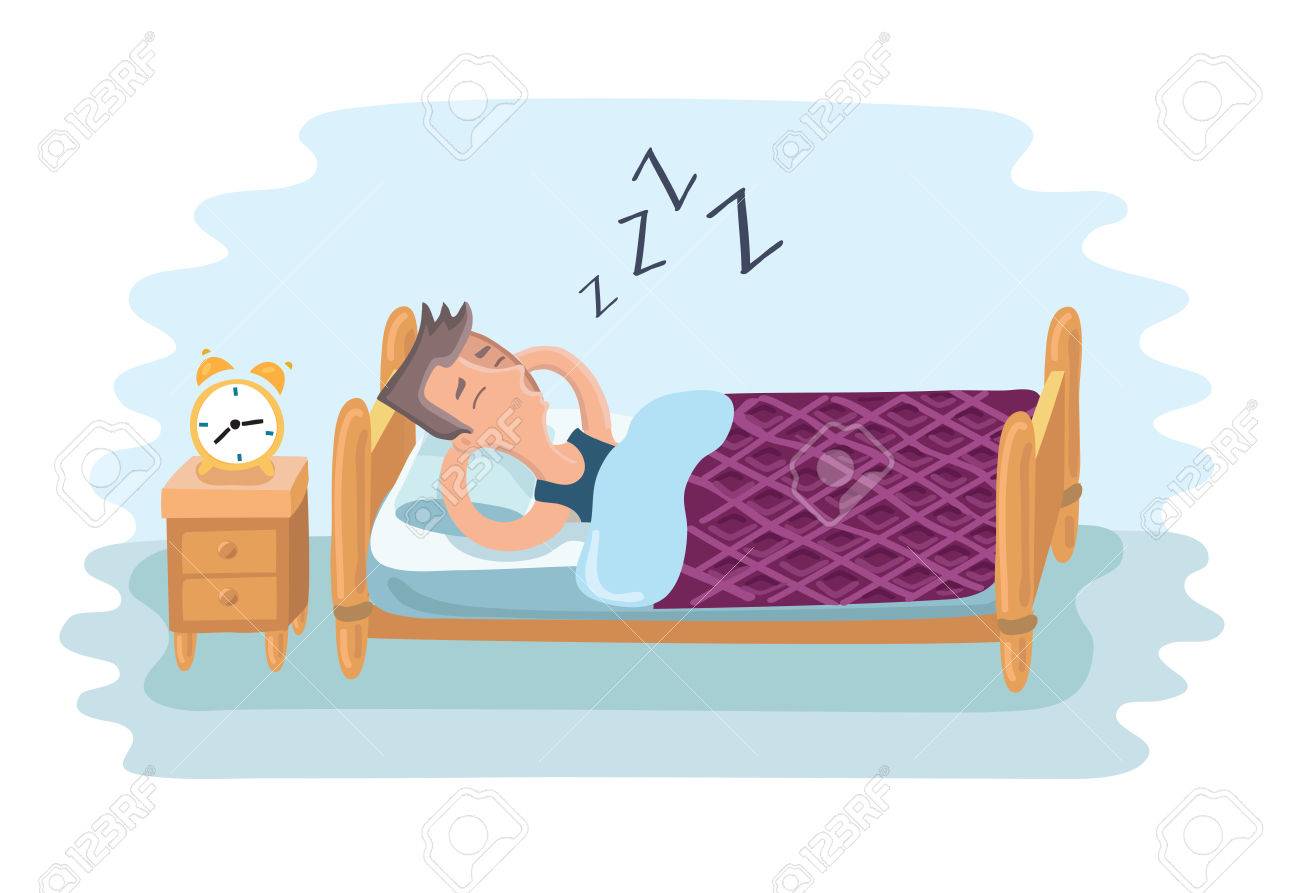 睡眠のくたびれた男のベクトル漫画イラストのイラスト素材 ベクタ Image