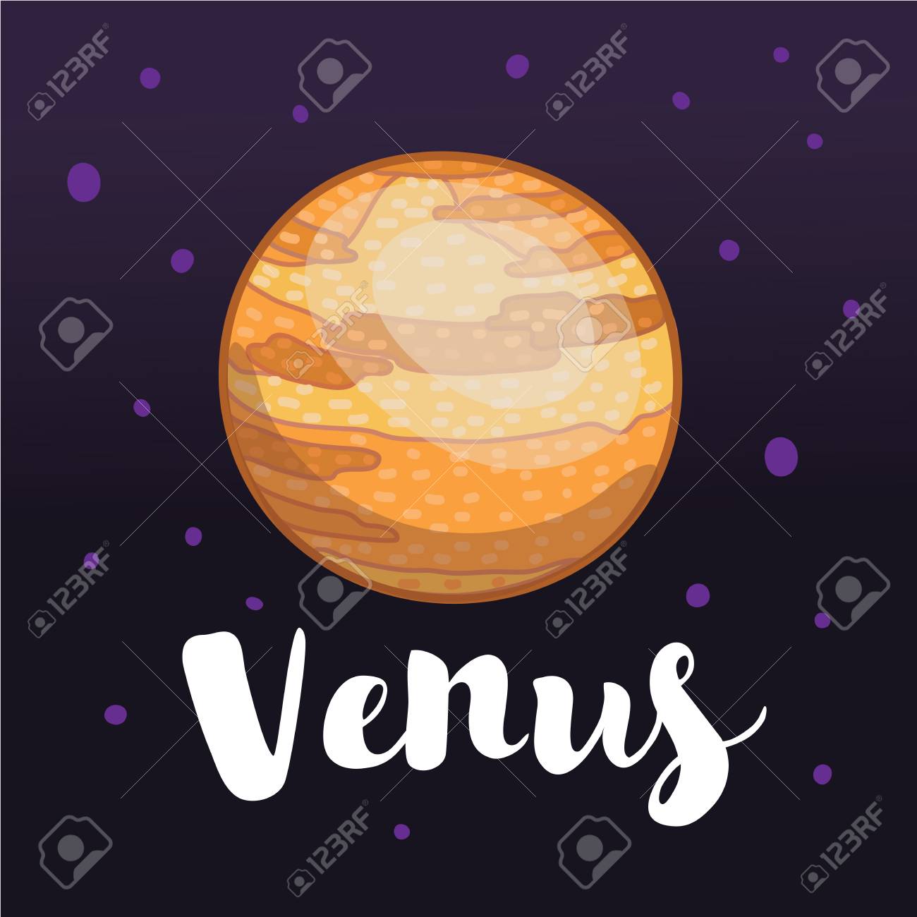 惑星の面白いイラストのベクトル漫画は 宇宙黒星空に笑顔の金星漫画のスタイルを笑顔 のイラスト素材 ベクタ Image