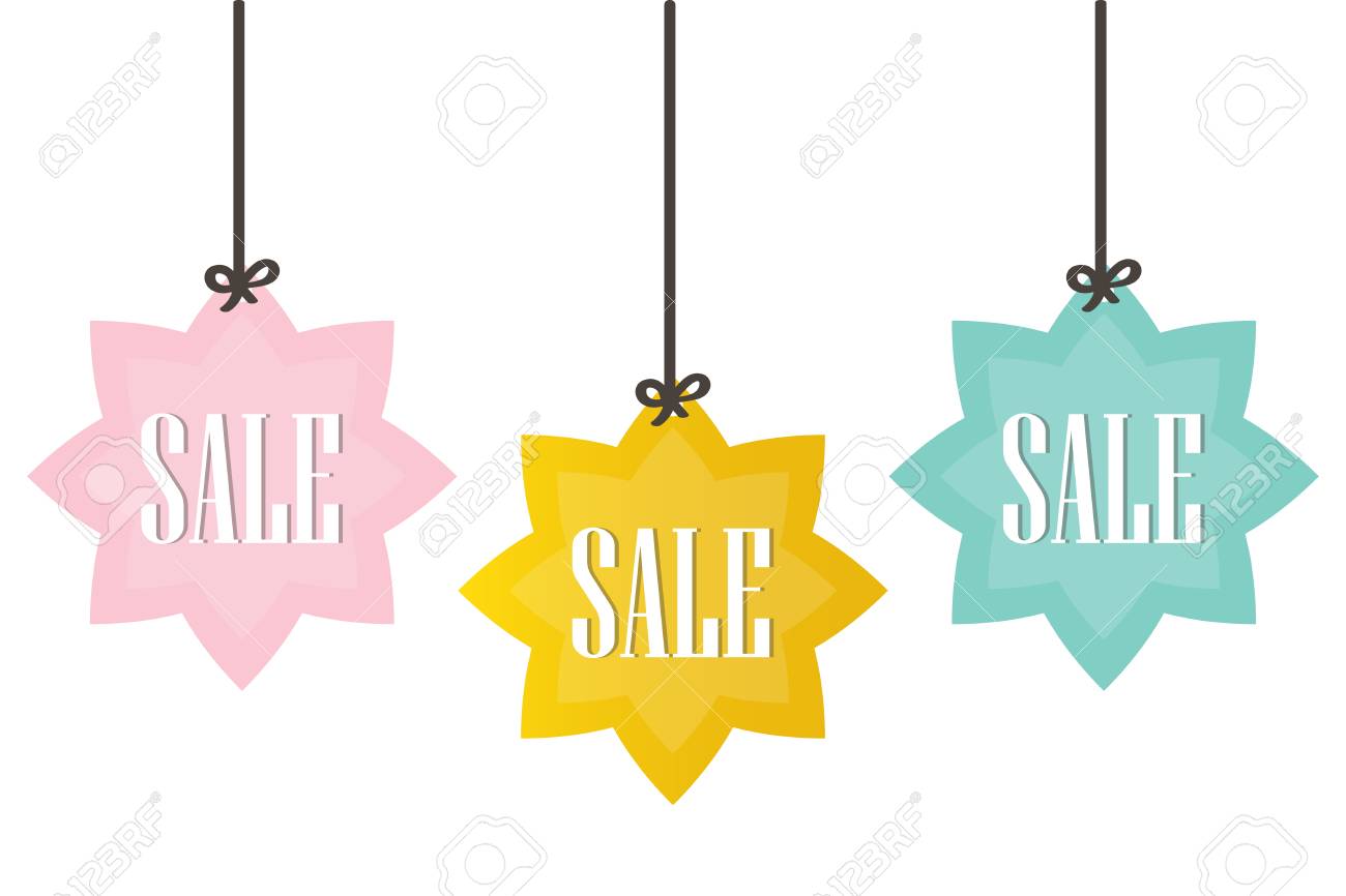 cute colorful sale price tags labels isolated on white background