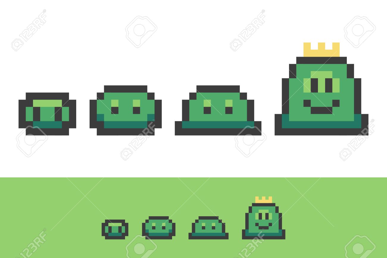 王に小さいからピクセル スライムの進化はスライムします ゲーム キャラクターのコレクションを設定します のイラスト素材 ベクタ Image 王に小さいからピクセル スライムの進化はスライムします ゲーム キャラクターのコレクションを設定します のイラスト素材 ベクタ Image