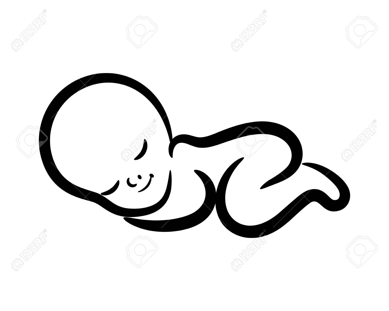 輪郭新生児睡眠赤ちゃん 孤立したベクターのイラスト素材 ベクタ Image 輪郭新生児睡眠赤ちゃん 孤立したベクターのイラスト素材 ベクタ Image