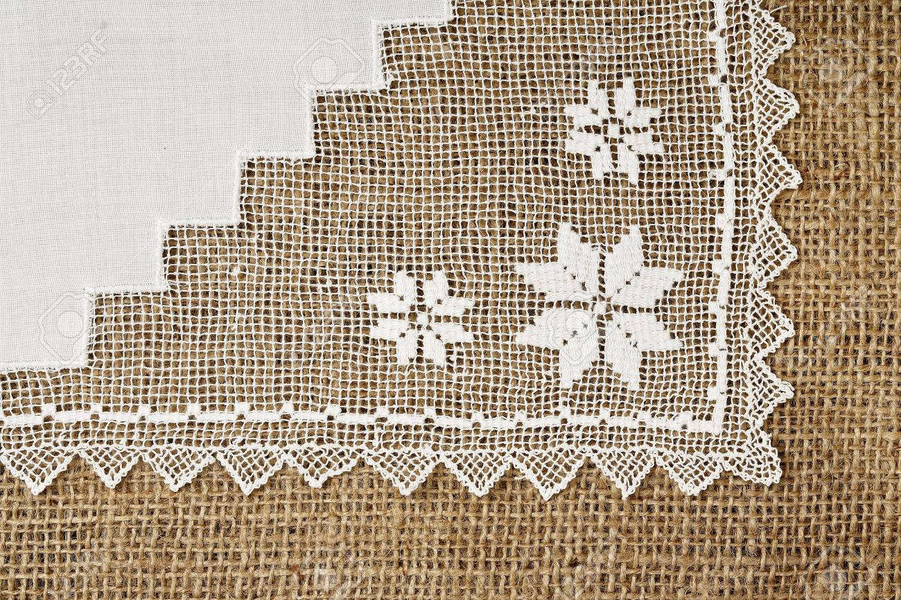 handmade doily on burlap