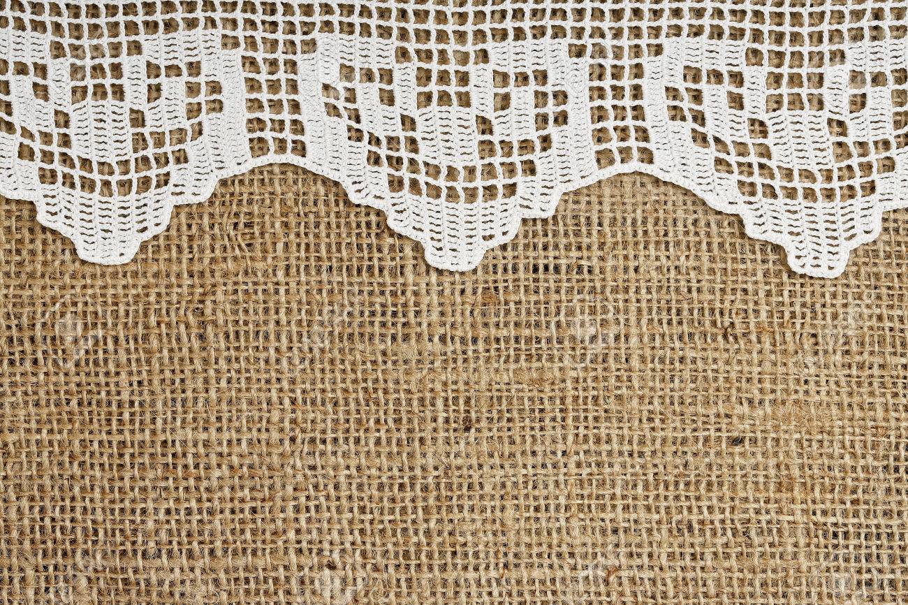 handmade lace on burlap