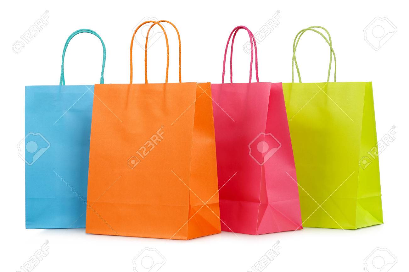 four colorful shopping bags closeup isolated on white - 41063839 four colorful shopping bags closeup isolated on white - 41063839