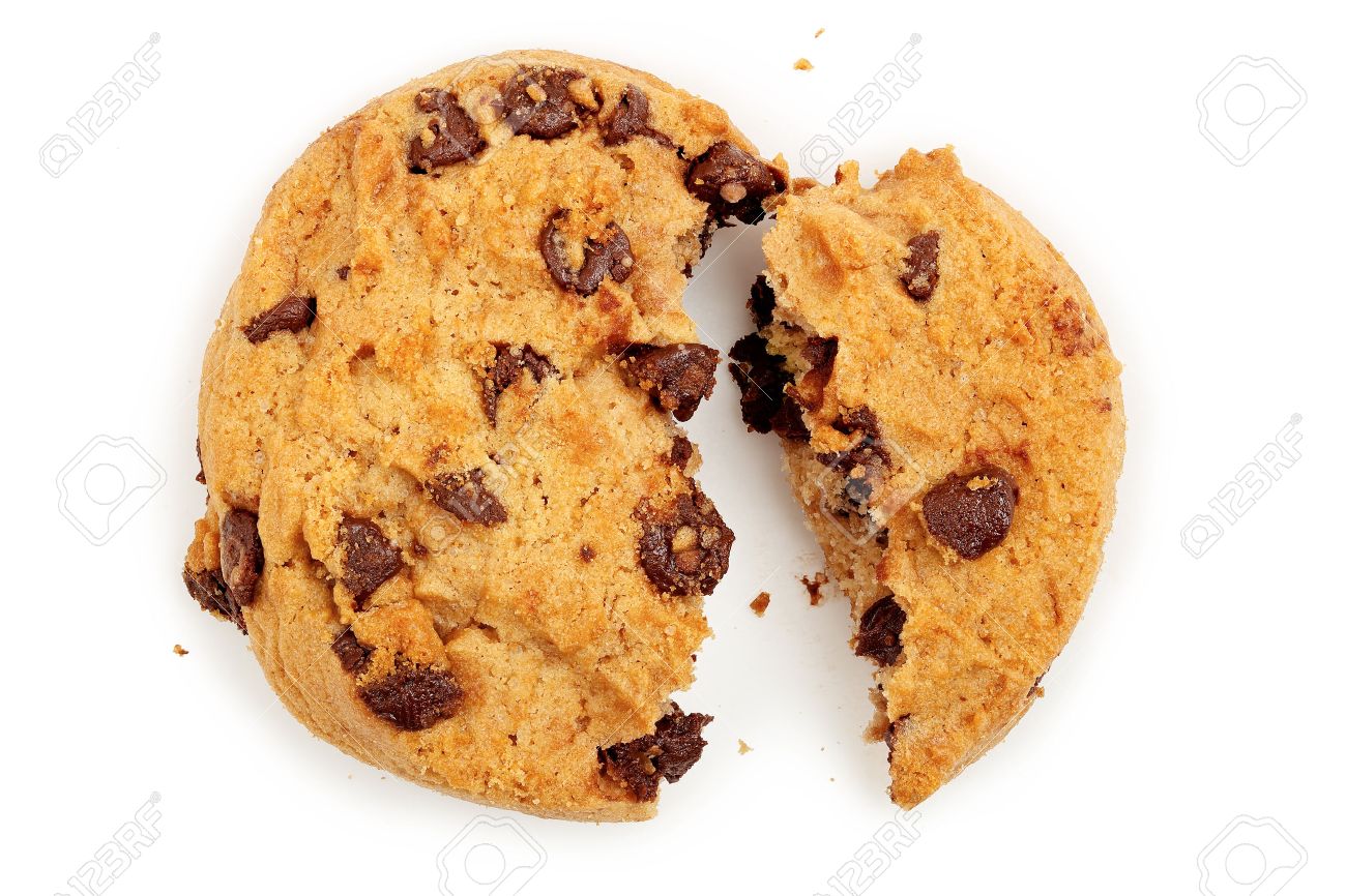macro of broken chocolate chip cookie isolated on white - 43950083 macro of broken chocolate chip cookie isolated on white - 43950083
