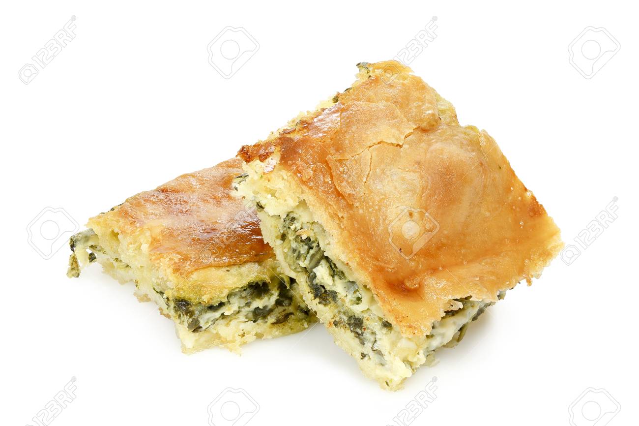 spinach pie or spanakopita with spinach and feta cheese, greek traditional dessert - 89275182 spinach pie or spanakopita with spinach and feta cheese, greek traditional dessert - 89275182