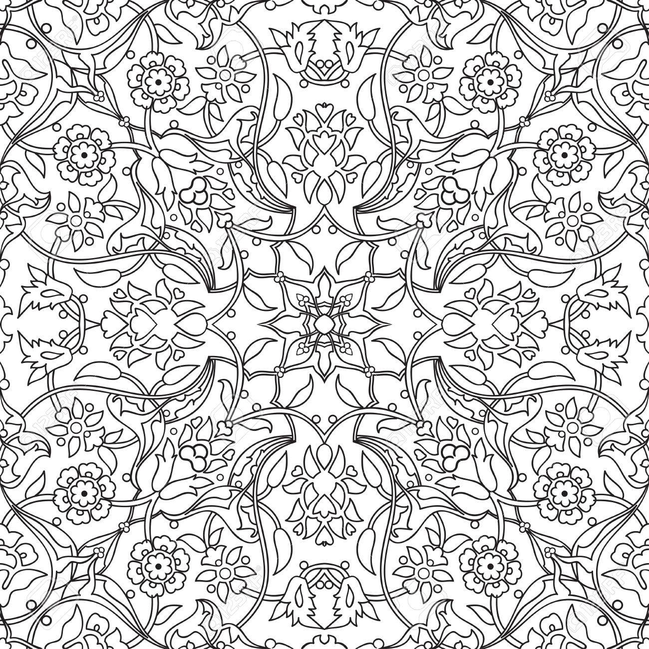 stylized flowers oriental doodle