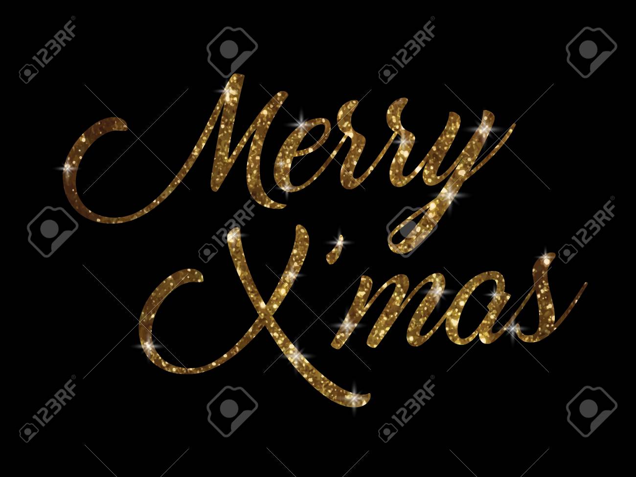 Les Paillettes D Or De La Main Isolee D Ecriture Mot Joyeux Noel Sur Blackground Noir Clip Art Libres De Droits Vecteurs Et Illustration Image