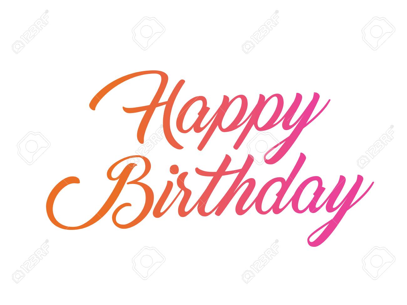 the colorful gradient isolated hand writing word happy birthday
