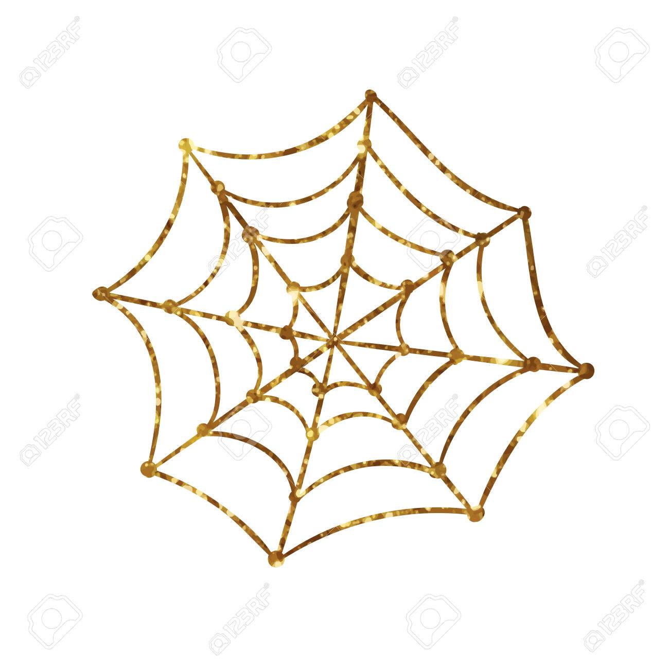 金色キラキラ シルエット ハロウィーン休日デザイン要素スパイダー Web フラット アイコンのイラスト素材 ベクタ Image
