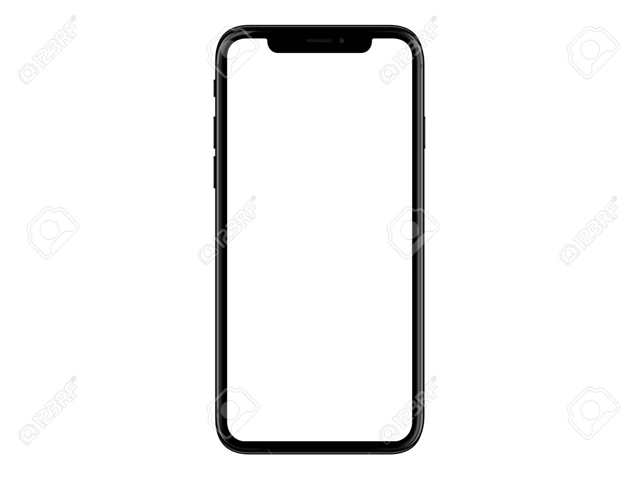 isolated black smart phone device mockup template with blank template phone