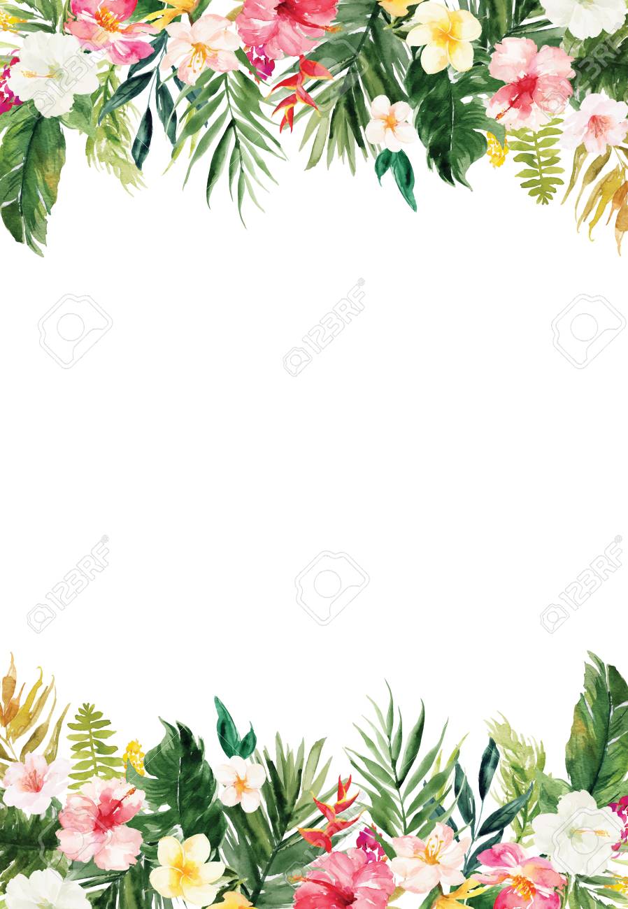 the vertical white blank paper background with colorful plants paper with flower border