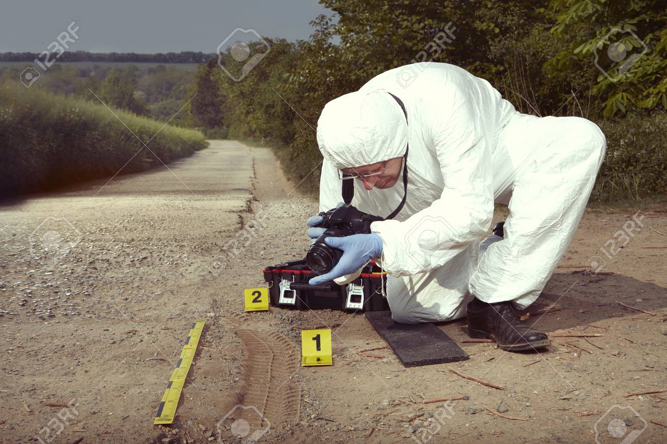 Crime Scene Investigation - Photographing Of Car Tire Print Left On Crime  Scene Stock Photo, Picture and Royalty Free Image. Image 101936311., image size:1300x866