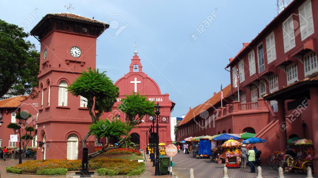 Dutch Clock Tower And Christ Church In Melaka Malaysia Stock Photo Picture And Royalty Free Image Image 69749827