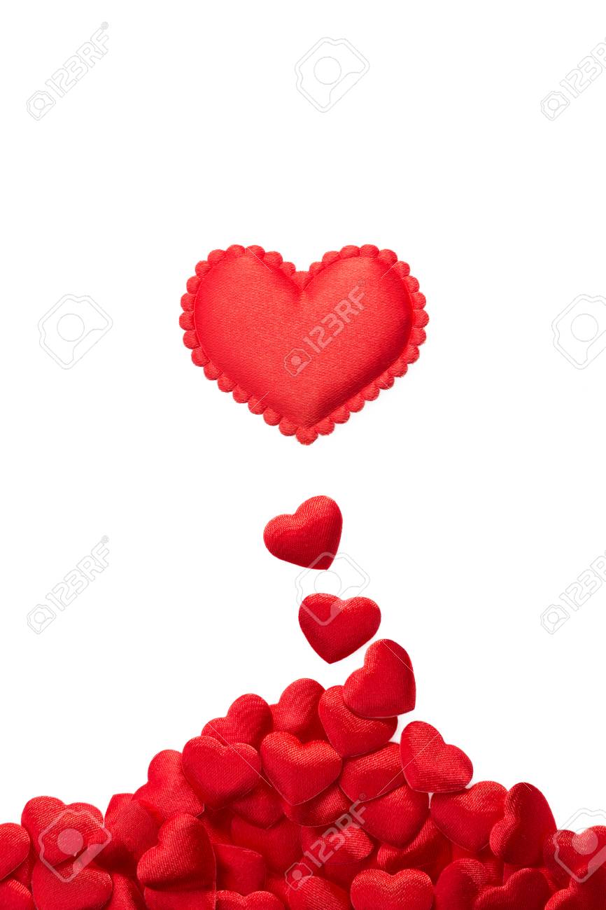 Ein Grosses Rotes Herz Und Eine Gruppe Von Kleinen Roten Herzen Auf Weissem Hintergrund Lizenzfreie Fotos Bilder Und Stock Fotografie Image 52670247