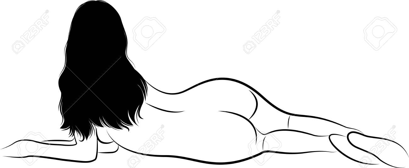 A woman posing and laying down on floor. Vector illustration. - 132097848 A woman posing and laying down on floor. Vector illustration. - 132097848