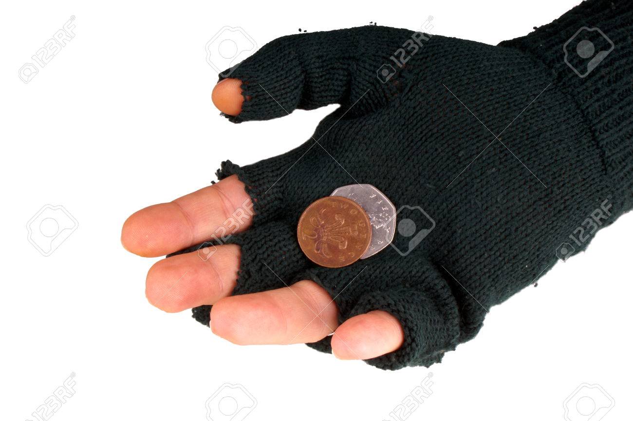 手袋とホームレスの乞食の写真素材・画像素材 Image 33464550