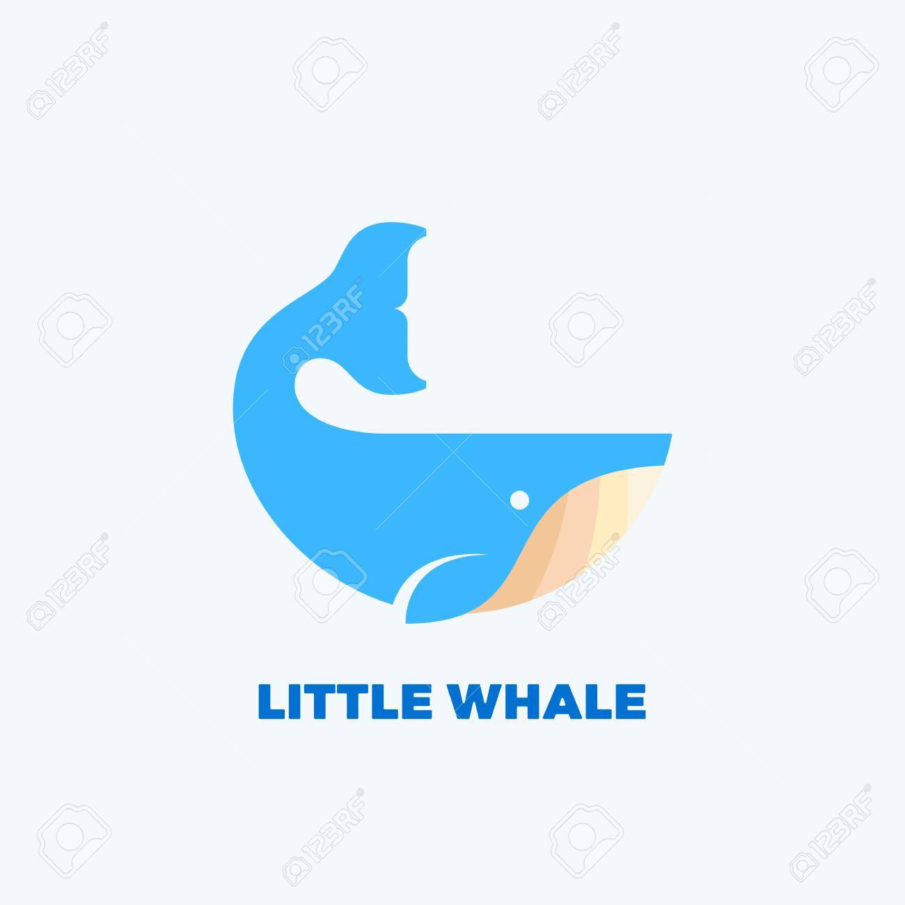 little whale abstract vector emblem label logo template wise mammal concept symbol or