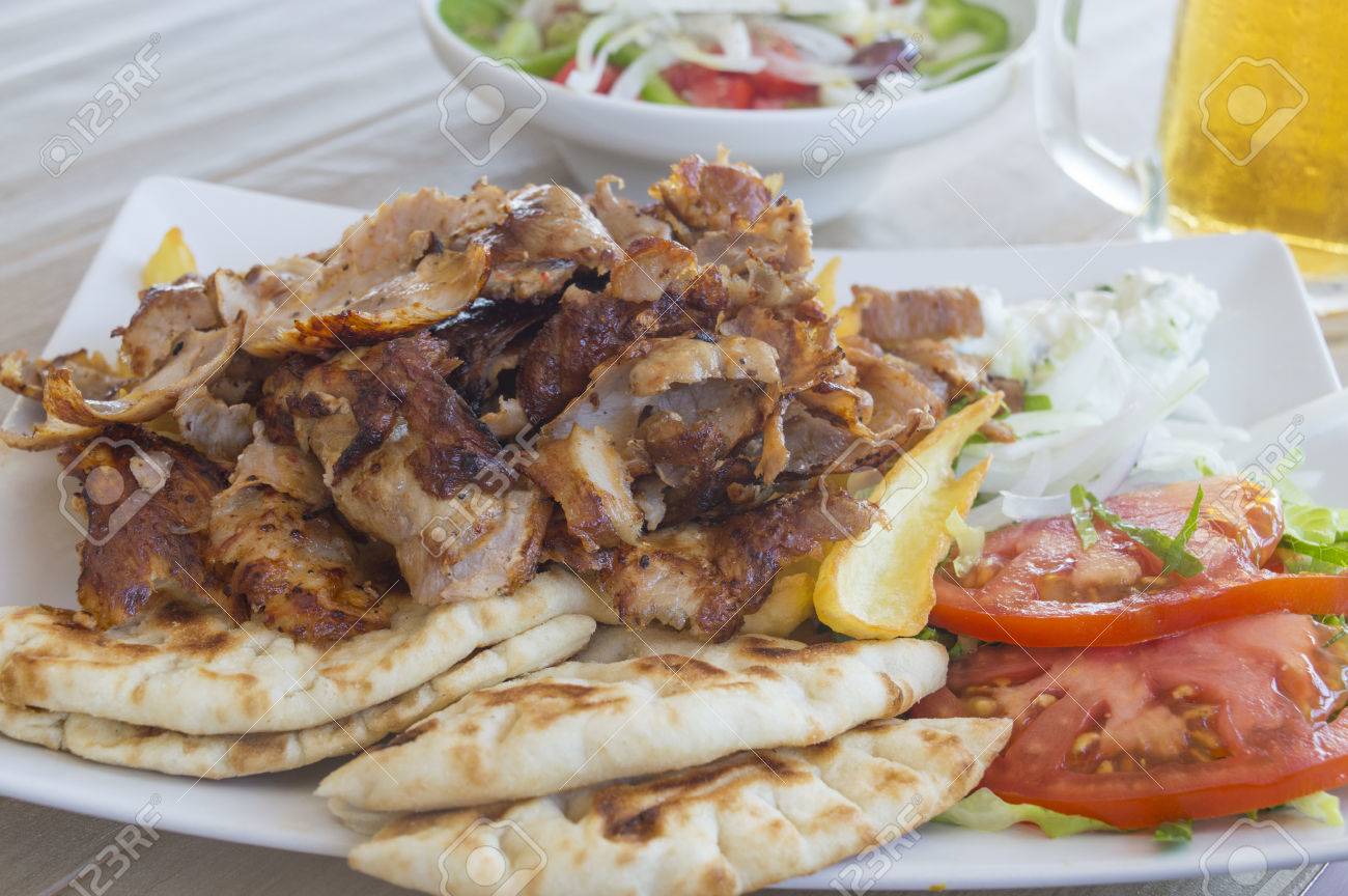 Chicken Gyros In A Plate And A Glass Of Bear Stock Photo Picture And Royalty Free Image Image 41675261