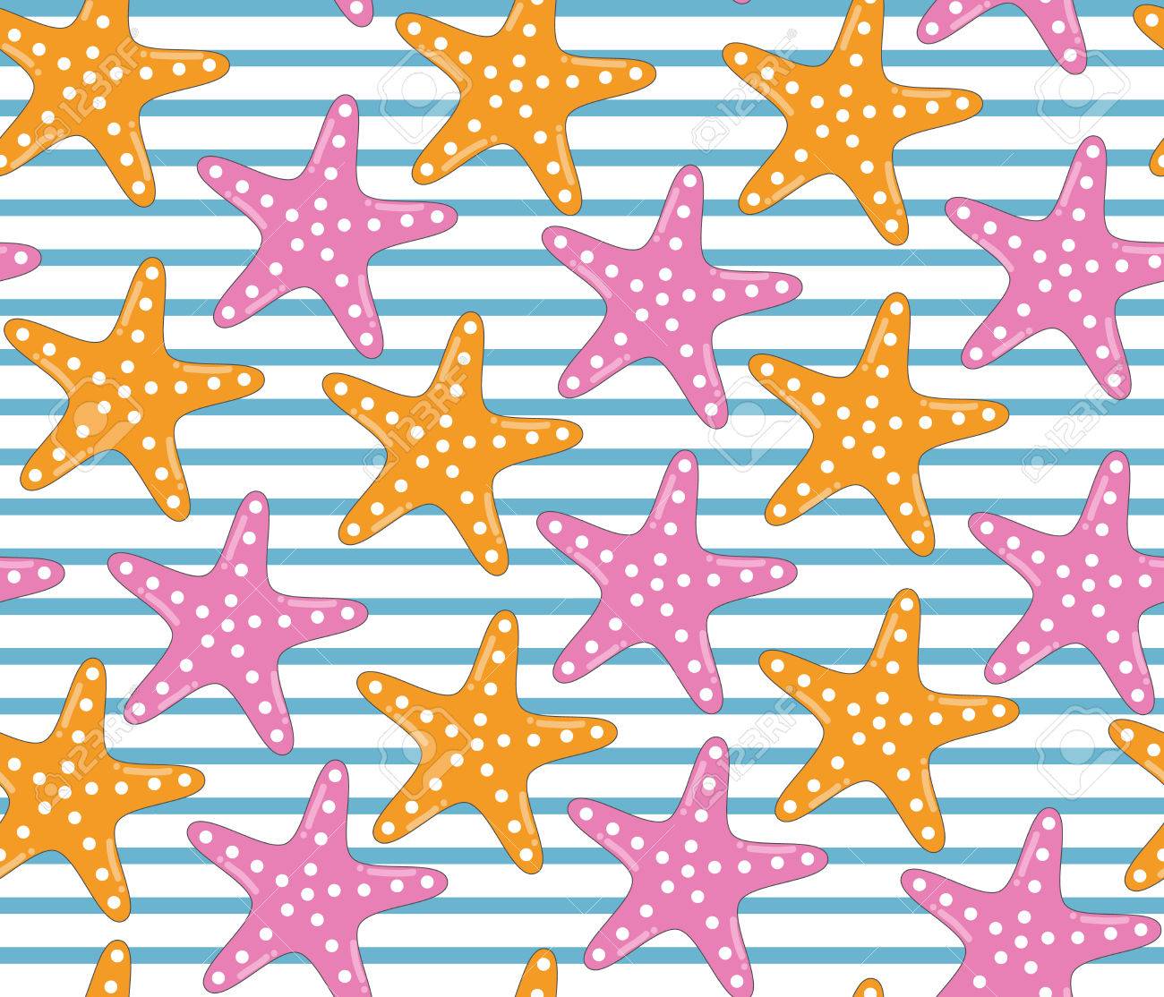 Motif étoile De Mer Coloré Avec Des Rayures Style De Bande Dessinée