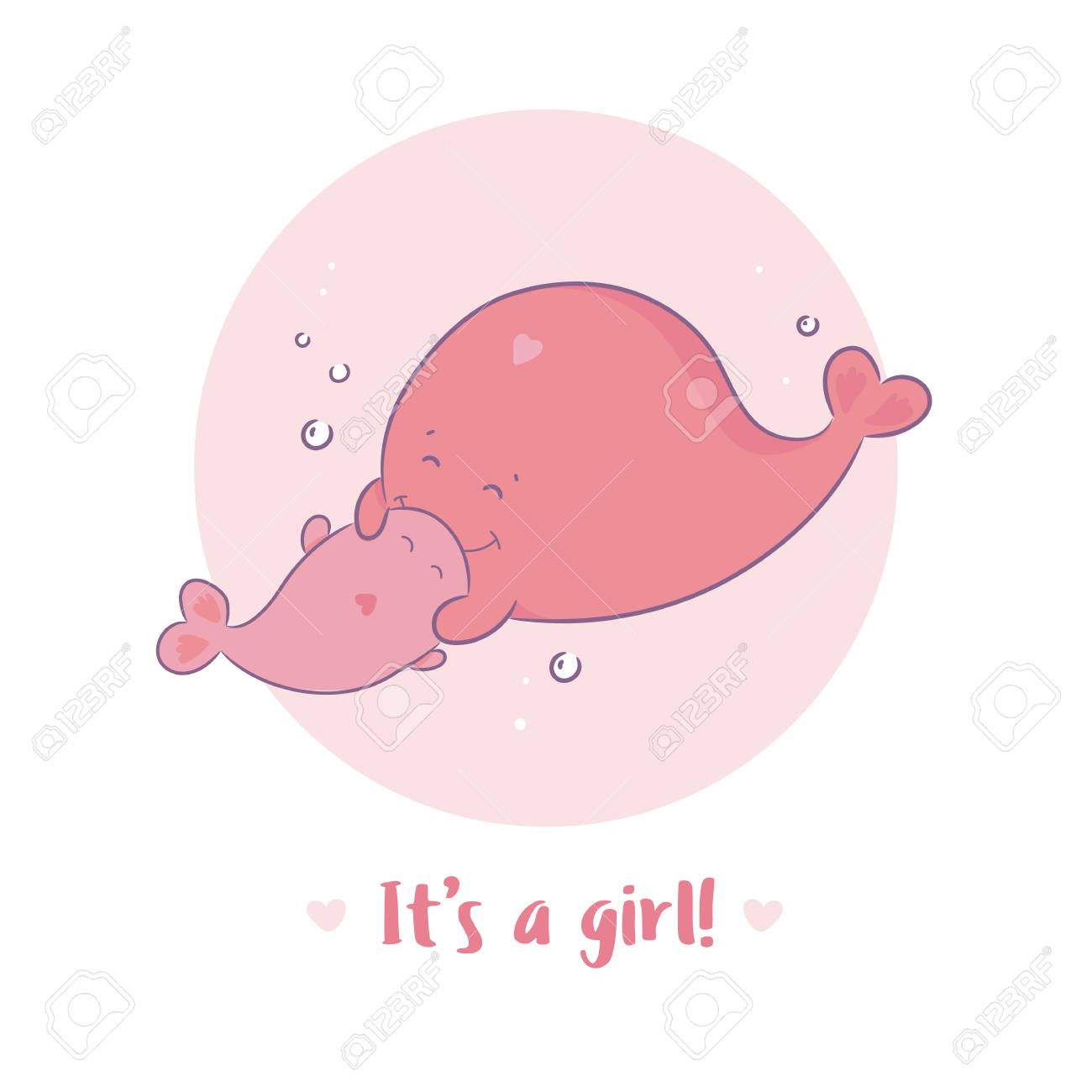 itâ s a girl announcement card with mother and newborn baby