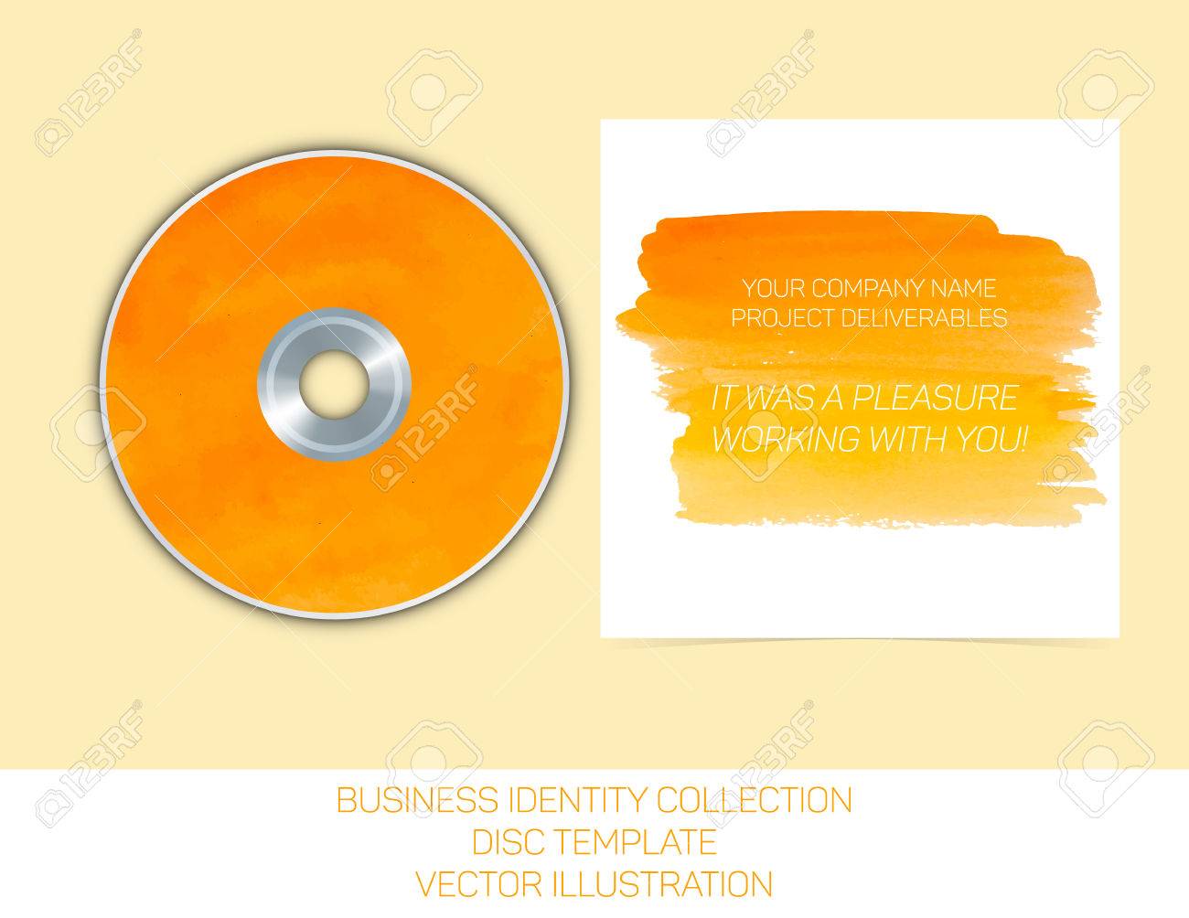business identity collection orange and yellow watercolor cd dvd covers template