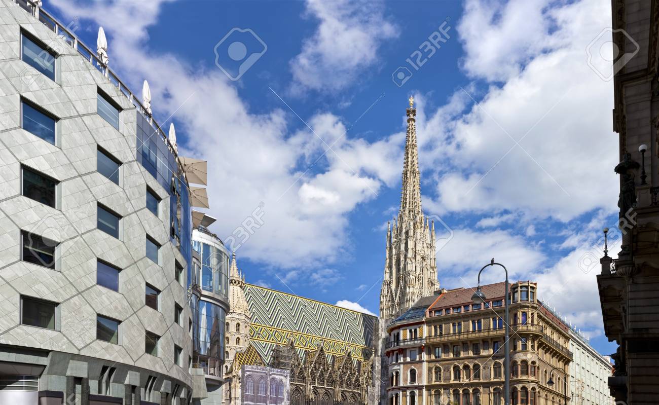 The Vienna Stephansdom With The So Called Haas Haus Opposite