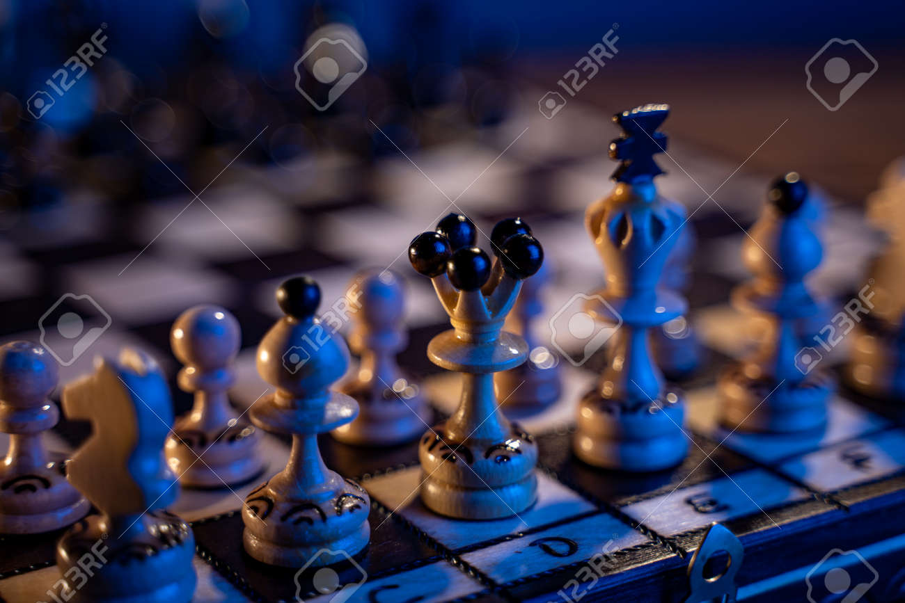 Premium AI Image Closeup Wallpaper chess pieces on a board