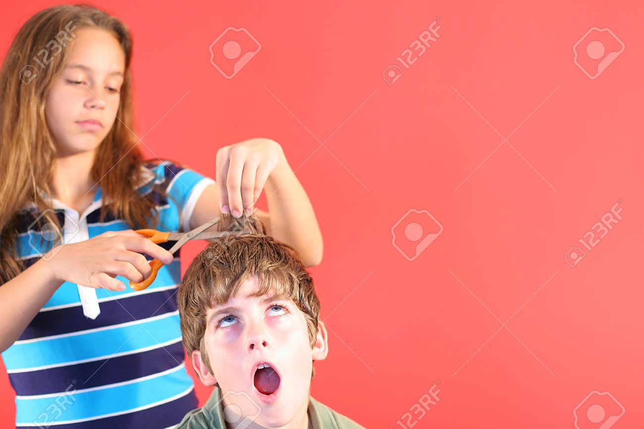 Girl Cutting Boys Hair