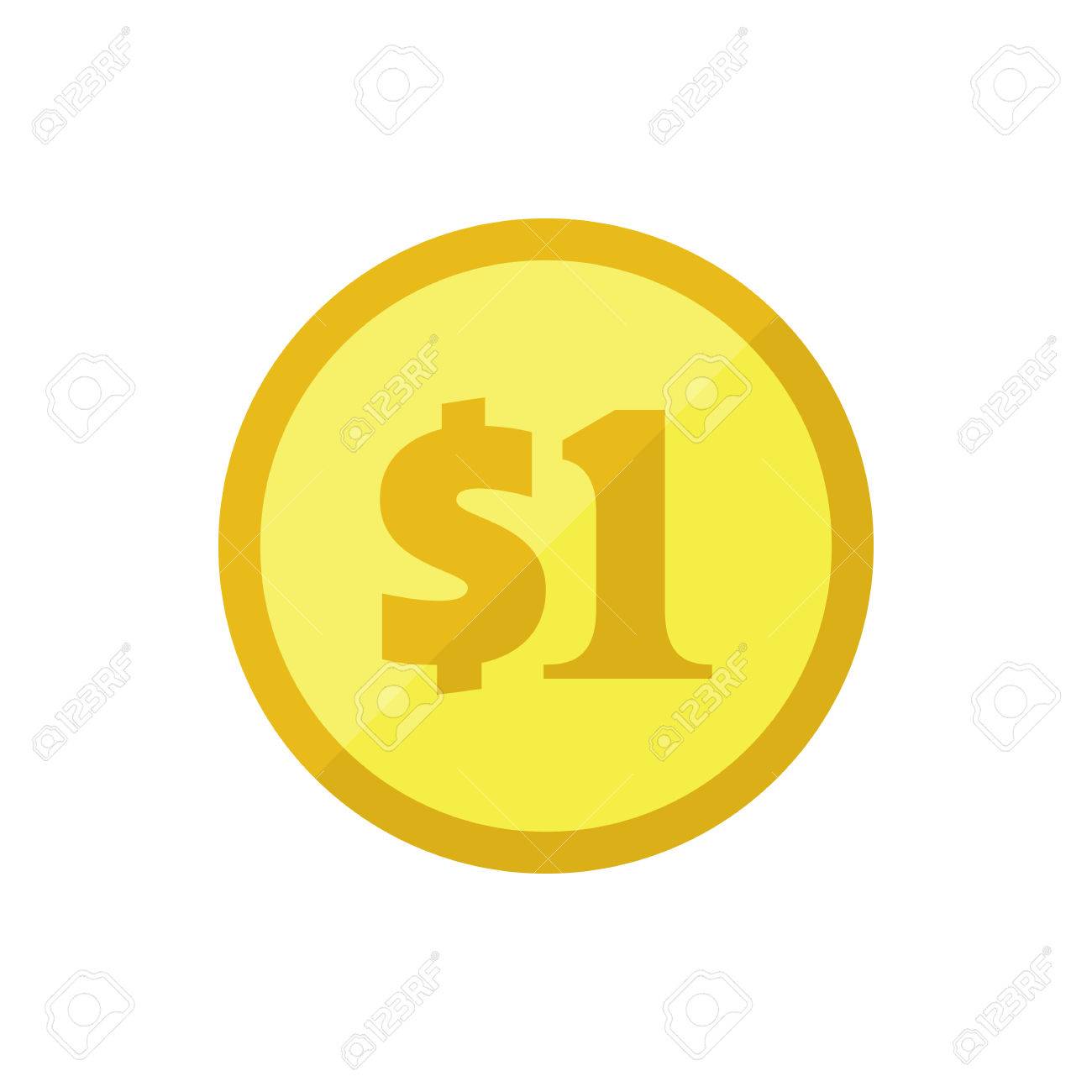 US Dollar Golden Coin. Flat Vector Icon. American Currency Symbol. Stylized  Eps8 Illustration. 免版税剪贴画，向量插图和库存图片. Image 73415030